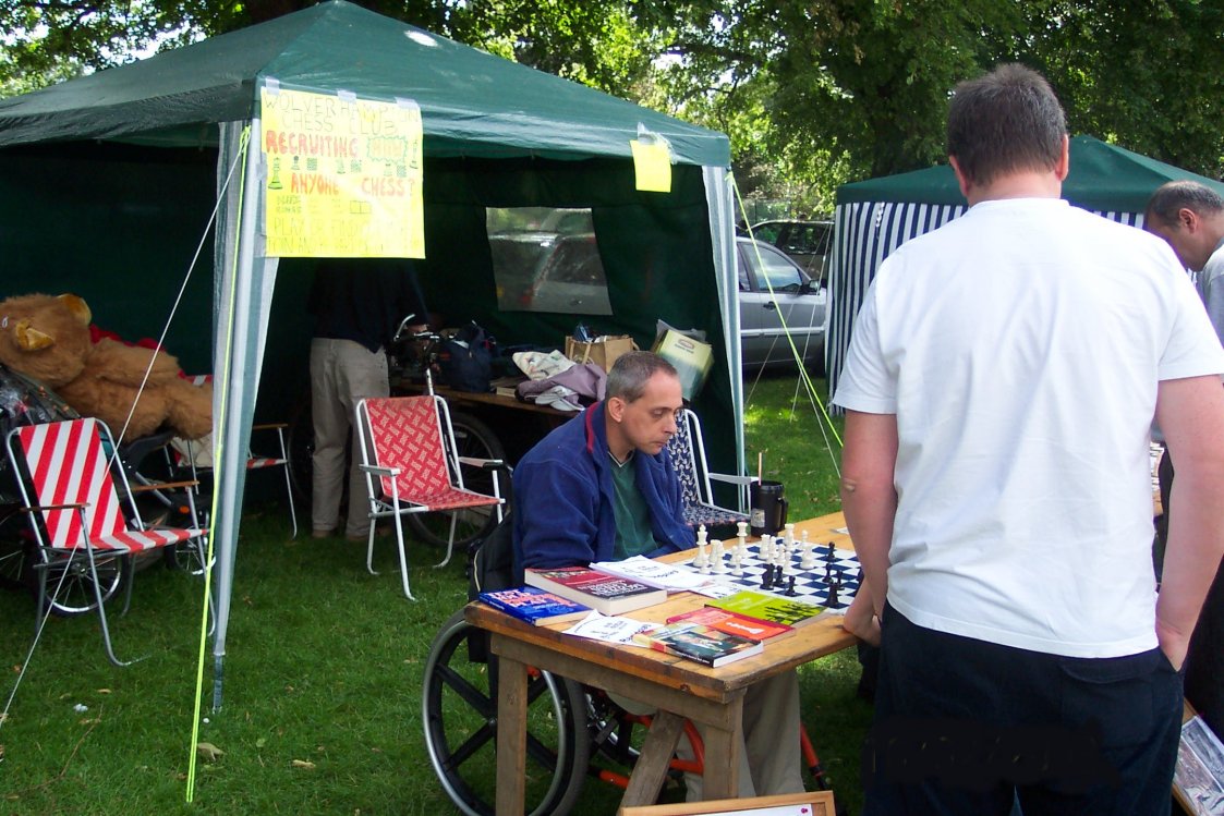 Paul Walters pondering a chess position  at Wolverhampton Show Sun 12 July 2009