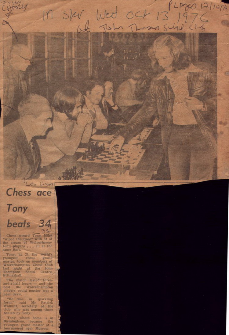 Tony Miles playing Simul against Wolverhampton Chess Club Members 1976